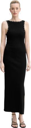 Gestuz Ribbed Maxi Jurk - Dames - Maxi kleedjes - Zwart - S - Katoen - Kleedjes