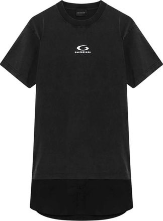 Balenciaga T-Shirts, female, Black, Size: XS Hybrid Shirt Dress