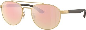 Ray-Ban RB3736CH Polarized 001/I0 Mens Sunglasses Gold Size 56