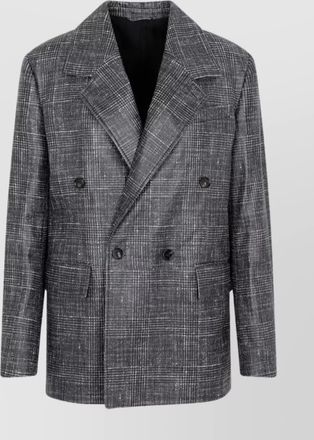 Bottega Veneta leather prince of wales check double-breasted blazer