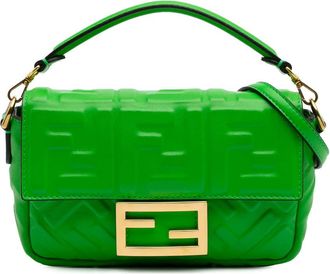 Fendi Pre-owned Fendi Mini Zucca Embossed Leather Baguette Satchel Ladies 8BS017 A72V 208 8007