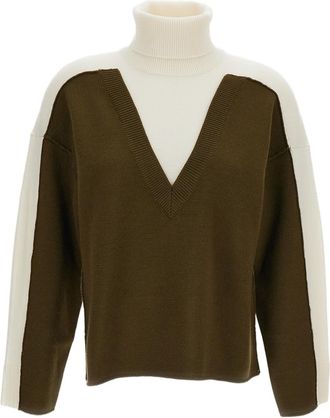 Maison Margiela Turtleneck Pullover With Two-Tone Color-Block Design And Boxy Cut