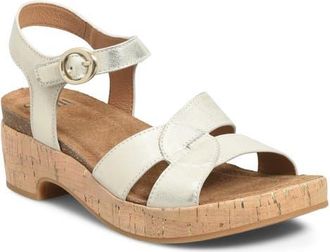 S&ouml;fft Capri Ankle Strap Platform Sandal in Platino at Nordstrom, Size 7.5