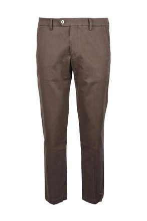 Michael Coal Brown Cotton Stretch Trousers With Classic Cut And Comfortable Fit