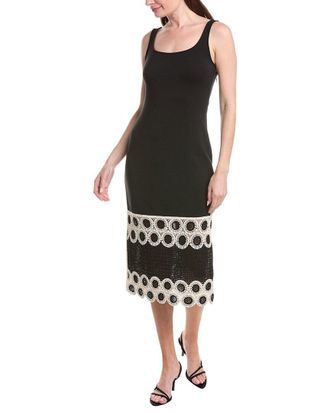 Adrianna Papell Crochet Sheath Midi Dress