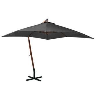 Berkfield Home Hanging Parasol with Pole Anthracite 3x3 m Solid Fir Wood in Black