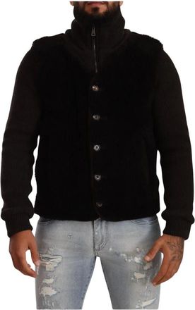 Dolce & Gabbana Giacca Cappotto Collo Alto in Pelle - - Jackets - Uomo - Nero - M