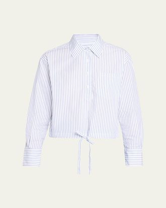 WE-AR4 The CC Striped Drawstring Cotton Shirt