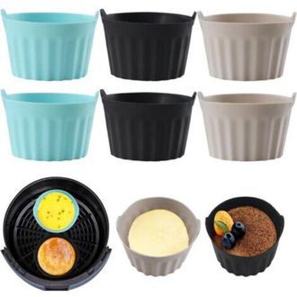 Elle Molde De Silicona Ahlsen De 6 Piezas Para Freidora De Aire, Plano, Para Cortar, Para Hornear Pasteles, Para Tartaletas De Huevo, Accesorios Para Freid
