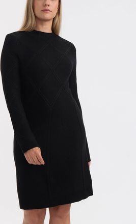 Ellen Tracy Womens Mock Neck Long Sleeve Flared Dress