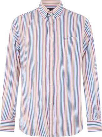 Paul & Shark Gestreepte Katoenen Overhemd - Heren - Casual Overhemden - Veelkleurig - 4XL - Katoen - Overhemden