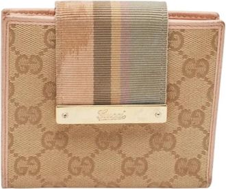 Gucci Pre-owned Canvas Portemonnee - Dames - Vintage Accessoires - Beige - ONE Size - Vintage