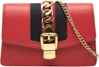 Gucci Pre-owned Sylvie Cross Body Bag - Dames - Vintage Schoudertas - Rood - ONE Size - Leer - Vintage