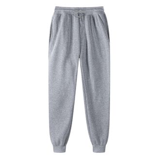 Generic Joggers for Men Winter Warm Casual Fleece Sweatpants Baggy Elasticated Waist Drawstring Trousers Plain Gym Jogging Bottoms with Pockets Grey