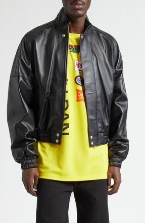 LU&rsquo;U DAN Blouson Leather Jacket in Black at Nordstrom, Size 36 Us