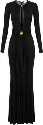 Elisabetta Franchi Kleedjes, Dames, Zwart, 2Xl, Tule, Red Carpet jurk in cupro jersey
