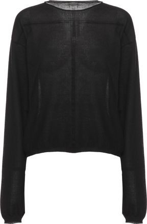 Rick Owens Cropped Cashmere Jersey with Ribbed Accents