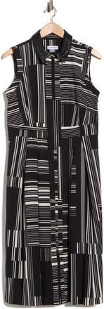 Calvin Klein Stripe Sleeveless Shirtdress in Black/Cream at Nordstrom Rack, Size 14