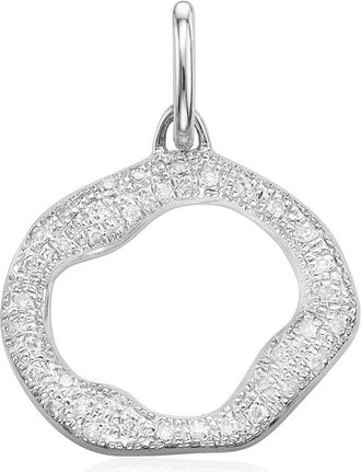 Monica Vinader Sterling Silver Riva Circle Diamond Pendant Charm Diamond