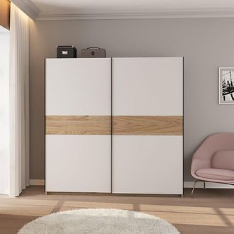 Dmora Guardarropa 2 Puertas Nalika, Armario Dormitorio 2 Estantes, Perchero, 2 Puertas, 200x204h Cm Blanco