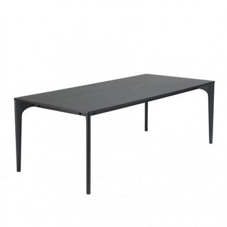 Macabane Mesa de comedor rectangular 220x100cm patas de roble macizo negro