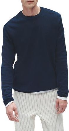 Rag & Bone Harvey Crewneck Cotton Sweater in Blue at Nordstrom Rack, Size X-Large