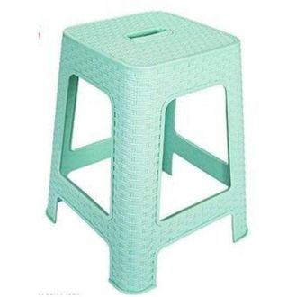 Trade Shop Trade Shop - Sgabello In Plastica Rattan Verde Acqua H 45,5 Cm Sedia Complemento DArredo
