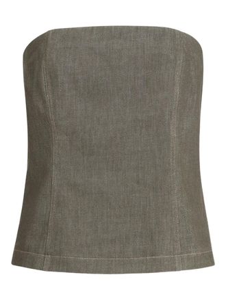Brunello Cucinelli Top a fascia effetto denim - Verde