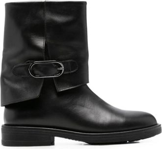 Sergio Moretti Black Leather Folded Cuff Boots