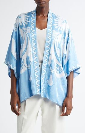 Etro Floral Paisley Print Open Front Jacket in Stampa F.do Viola at Nordstrom, Size X-Small