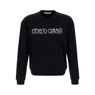 Roberto Cavalli Sweatshirts, male, Black, Size: XL Logo Sweatshirt Black Made in Italy
