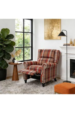 Living and Home Elegant Wingback Recliner Armchair in Red