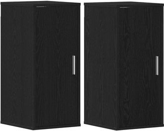 vidaXL Vidaxl - Shoe Cabinets 2 pcs Black Oak 32x35x70 cm Engineered Wood