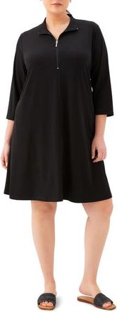 Karen Kane Half Zip Travel Jersey Dress in Black at Nordstrom, Size 1 X
