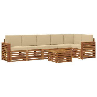 vidaXL Conjunto De Sof&aacute; Seccional Con Coj&iacute;n 7 Pcs Natural Y Beige Vidaxl