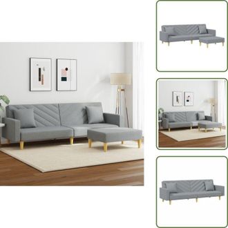 vidaXL Schienale regolabile - vidaXL Divano Letto 2Posti Cuscini e Poggiapiedi Grigio Chiaro Tessuto - Divano trasformabile