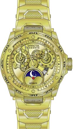 Invicta Reserve 50034 Herenhorloge - Automatisch Uurwerk - Roestvrij Staal met Gouden Wijzerplaat - 50 mm