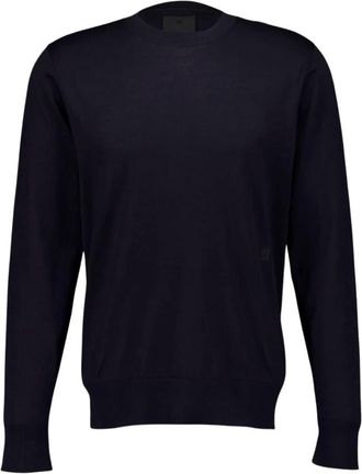 Givenchy Nachtblauwe Katoen Zijde Trui - Heren - Ronde hals truien - Blauw - S - Katoen - Truien & Vesten