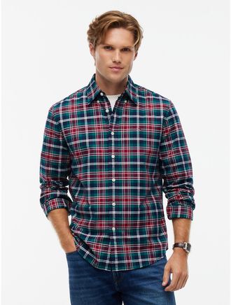 Tommy Hilfiger Mens Regular Fit Plaid Oxford Shirt - Atlantis Green - XXL