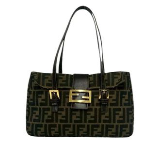 Fendi Pre-owned Shoulder Bags, female, Black, Size: ONE SIZE Pre-owned Vintage Canvas Shoulder Bag
