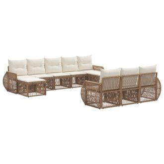 vidaXL Conjunto De Sof&aacute;s De Jard&iacute;n 10 Pcs Beige Y Blanco Crema Vidaxl