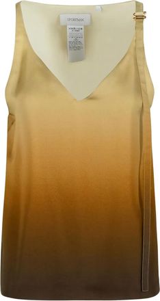 Sportmax Zijden top met V-hals en kleurverloop - Beige