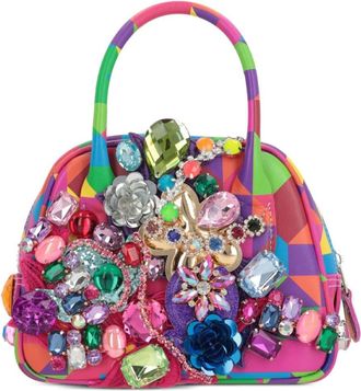 Comme Des Garçons jewelled mini handbag - women - Sequin/Leather/Crystal - One Size - Pink