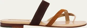 Manolo Blahnik Susa Suede Crisscross Flat Sandals
