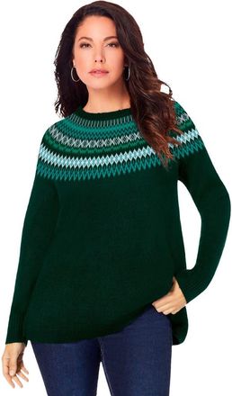 Roaman's Fair Isle Pullover Sweater in Green at Nordstrom, Size 12