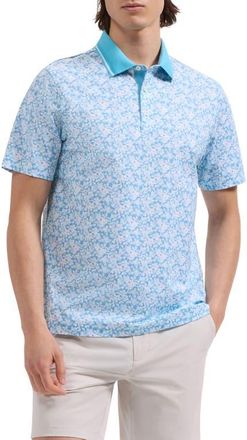 Bugatchi Vidal OoohCotton Watercolor Floral Polo in Teal at Nordstrom, Size Xx-Large