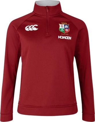 Canterbury Of New Zealand Dames-rugbyfleece met kwartrits van de British & Irish Lions 2025 (Rode Dahlia)