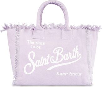 MC2 Saint Barth Spacious Fabric Shoulder Bag with Fringed Edges