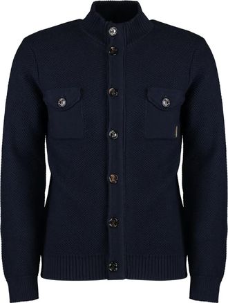 Moorer Cardigan con tasche applicate - Blu
