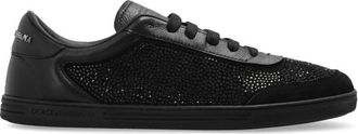 Dolce & Gabbana Sportschoenen met glinsterende kristallen - Dames - Sneakers - Zwart - 36 EU - Leer - Schoenen